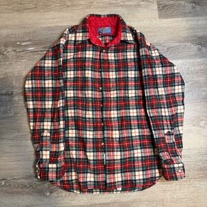 Vintage Pendleton Wool Shirt Jacket Mens Medium Plaid Red Quilted Lined USA